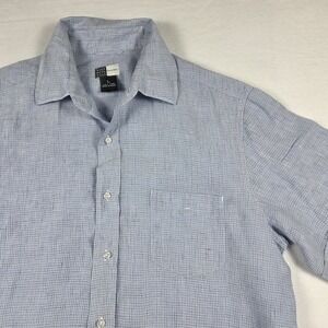 Saks Fifth Avenue Threads Linen Shirt Men's L Short Sleeve Summer Beach Casual‎